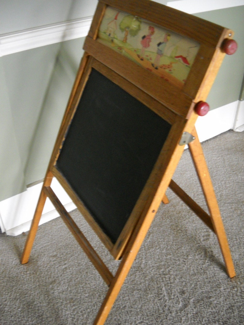 Childs Chalkboard Easel Vintage 1940s Etsy