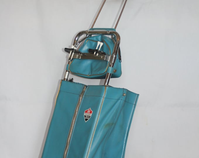 Vintage Golf Bag Pull Cart Turquoise Etsy