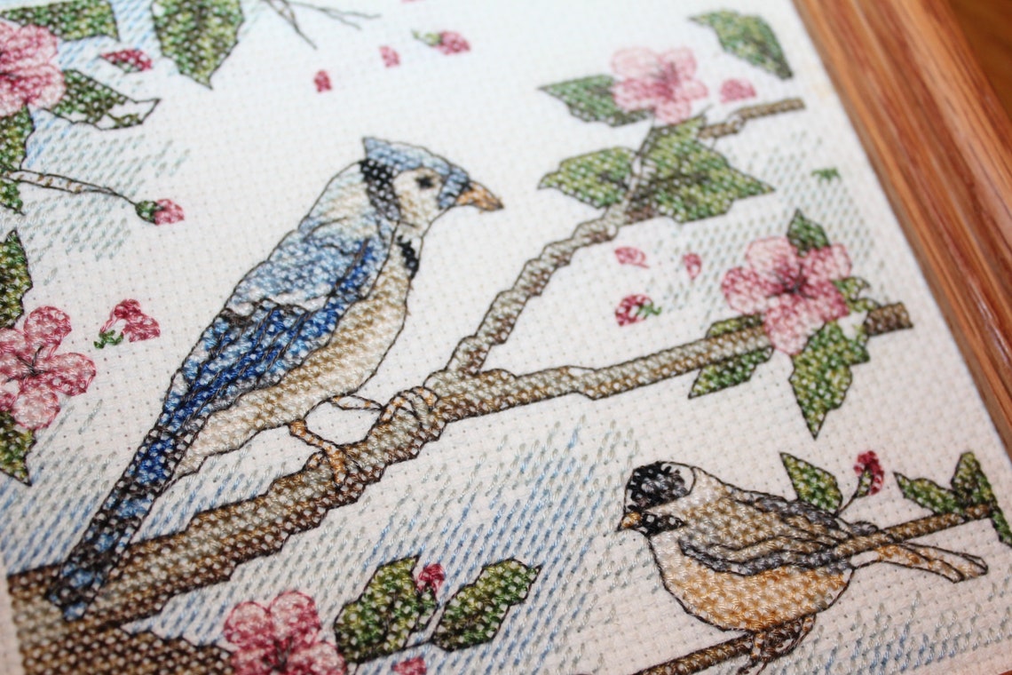 Bird Pictures/Framed Cross Stitch Birds Wall Hanging Set of | Etsy