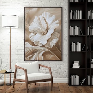 Neutral Beige Floral Wall Art Printable | Elegant Flower Digital Print | Minimal Botanical Art | Aesthetic Nature Decor for Home Office