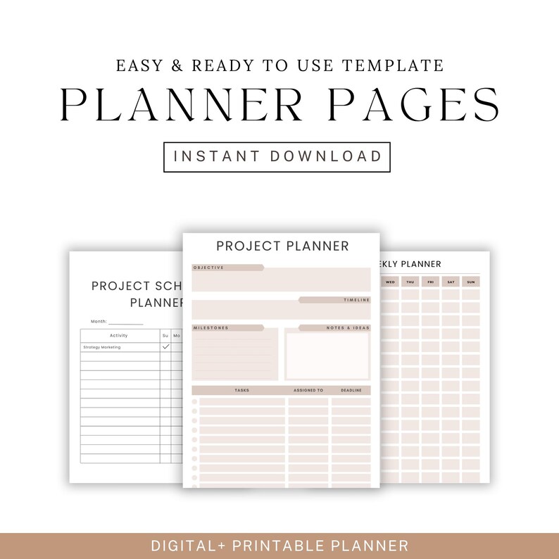 Basic Objective Planner Project Planner Printable | Task Tracker, Goal Setting & Deadline ...