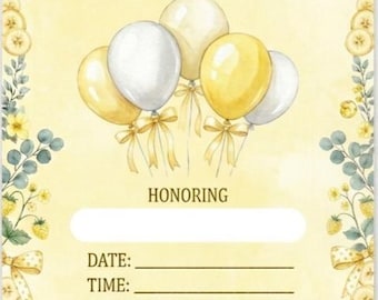 Leuke gele banaan babyshoweruitnodiging, banaan thema uitnodigen, afdrukbare 10 x 7 babyshowerkaart, bewerkbare digitale download