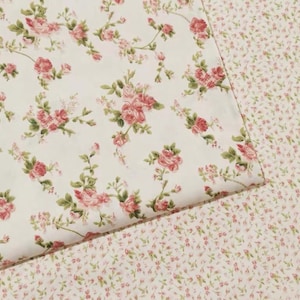 Rose Flower Cotton Fabric- Cottage Chic Peony Rose- Tiny Small Floral- Rose Print Fabric- Quilting  Fabric- By The Half Yard