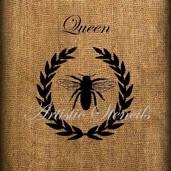 Digital Download - French Queen Bee Laurel Wreath Iron on Transfer 8.5 x 11 Digital Collage No 130