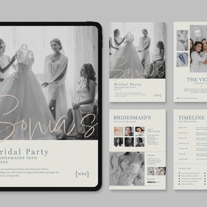 Bridesmaid Info Guide Template Canva | Editable Wedding Party Itinerary, Luxury Bridal Party Welcome Packet & Style Guide