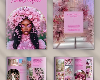 Plantilla de propuesta de floristería para bodas, tablero de inspiración floral, plantilla de propuesta editable en Canva, plantilla de propuesta floral para floristas de bodas y eventos.