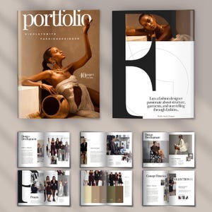 Modello di portfolio / Modello Canva / Design editoriale minimalista / Opuscolo con layout creativo / Portfolio di progetti di designer