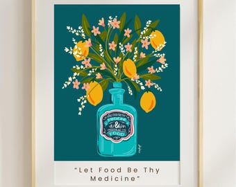 Lámina artística «Que la comida sea tu medicina». Obra original de StudioJenHughes.com.