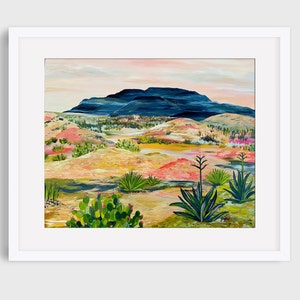 West Texas Western Landscape. Big Bend National Park. Colorful Landscape Art Print. Southwest Desert. National Park Print. Jen Hughes Art.