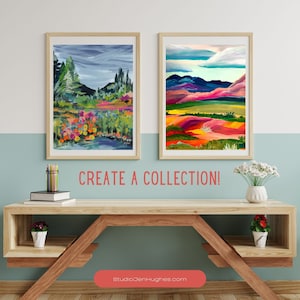 Paisaje del Oeste. Arte de montaña lleno de color. Obra original de StudioJenHughes.com imagen 4