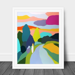 The Path Ahead. Colorful, minimalist art. An original Jen Hughes Designs painting. Vibrant print for your home.
