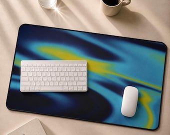 Blue Yellow Swirl Desk Mat | Mouse Pad | Desk Pad | Mouse Pad | Gaming Desk Mat | Gift for Student | Ombre Mouse Pad | Best Desk Mat
