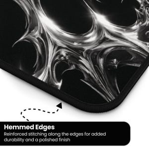 Gaming Desk Mat | Black Chrome Mat | Abstract Gaming Mouse Pad | Dark Aesthetic Desk Pad | Futuristic Desk Mat | Silver Chrome Office Decor image 5