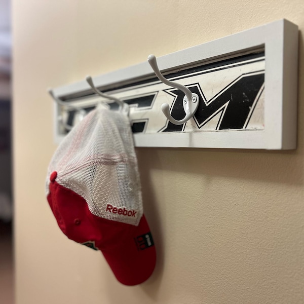 Upcycled Hockey Stick Coat Rack: Sports Wall Decor CCM