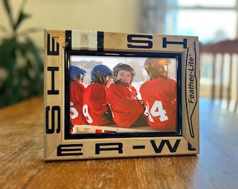 Vintage Hockey Stick Picture Frame | Game-Used Wood Sports Decor