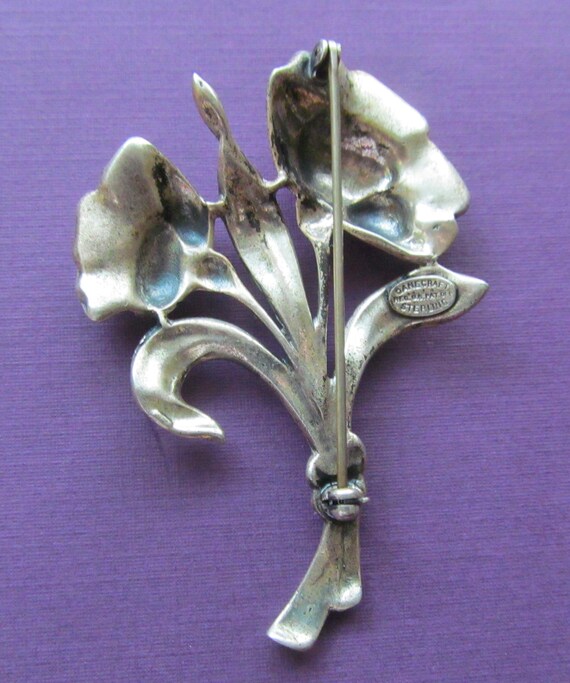 Antique Danecraft Solid Sterling Silver Flower Br… - image 5