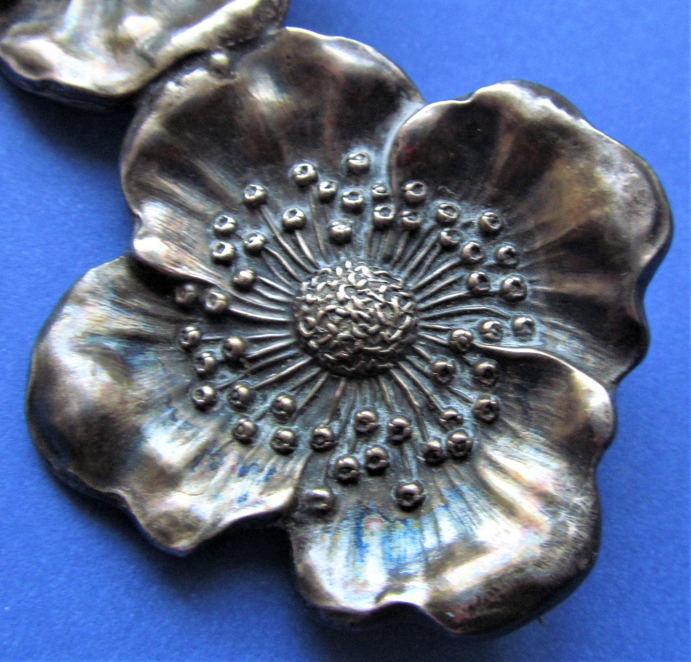 Unger Brothers Antique Sterling Silver Double Poppy Art Nouveau Flower ...