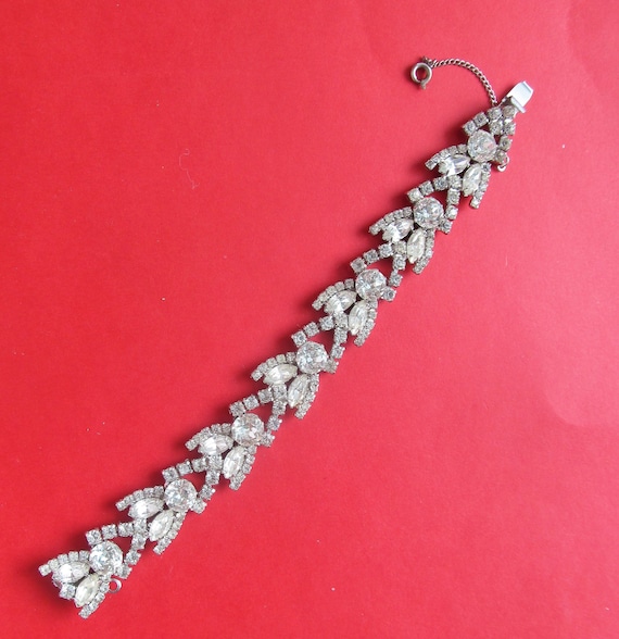 Weiss Vintage Clear Rhinestone Insect Mid Century Bracelet