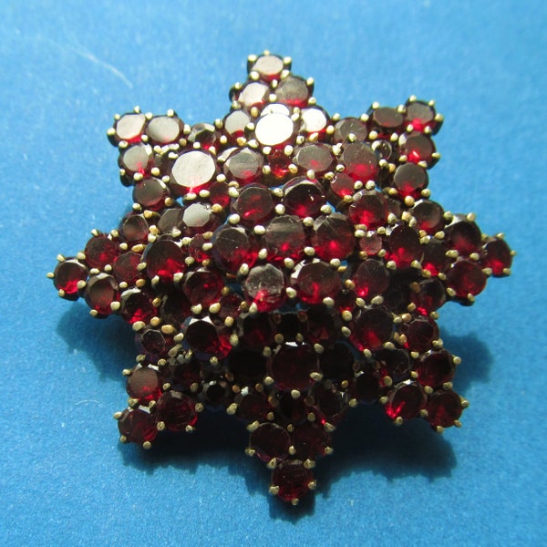 Bohemian Garnet Antique Star Brooch Pin Jewelry