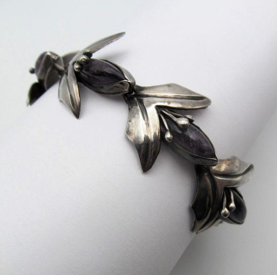 Vintage Sterling Amethyst Taxco Mexico Bracelet - image 4