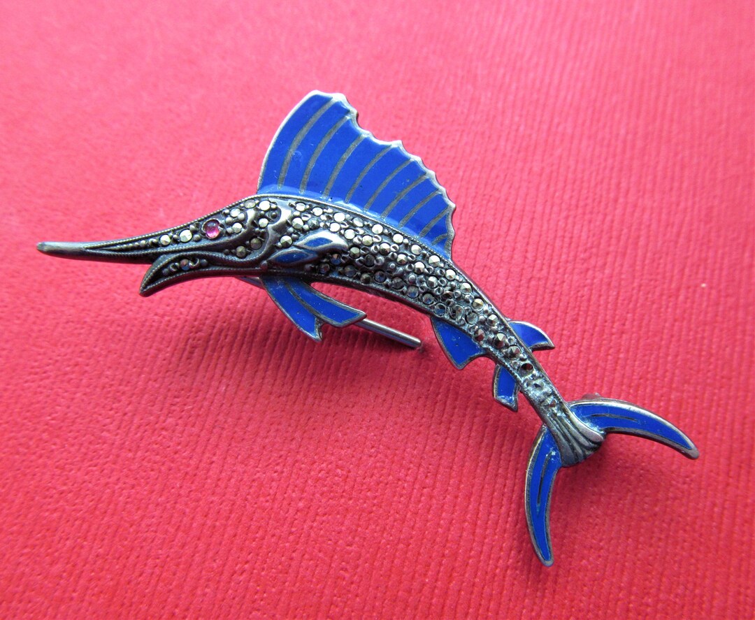 Broche Ancienne En Argent Sterling émaillé - Style Norvégien Vintage Par Clément Berg