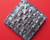 Vintage Weiss Blue Glass Rhinestone Brooch Pin Jewelry