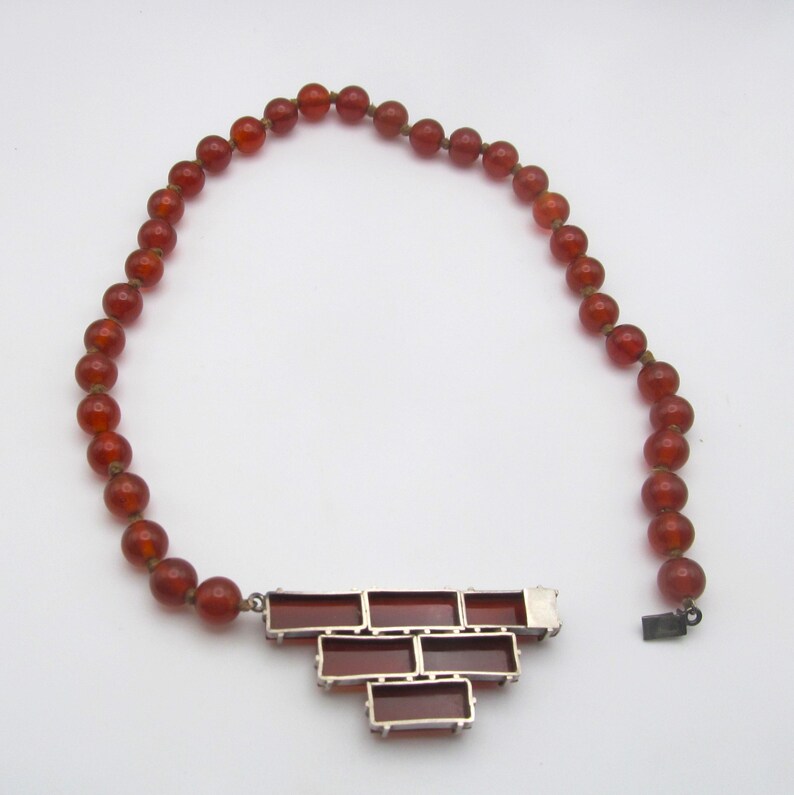 Art Deco Sterling Carnelian Marcasite Antique Choker Necklace Germany ...
