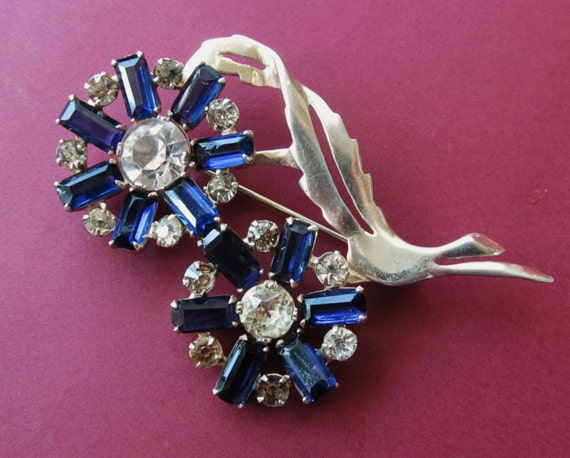 Broche Ancienne En Argent Massif Avec Décor Strass - Occasion Très Bon état - Bijou Vintage élégant