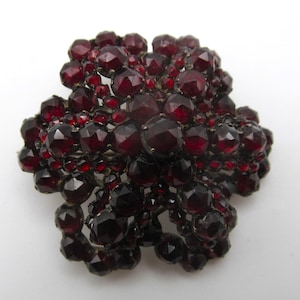 Bohemian Garnet Antique Cluster Brooch Pin Jewelry