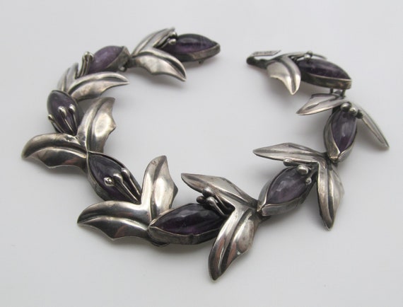 Vintage Sterling Amethyst Taxco Mexico Bracelet - image 7