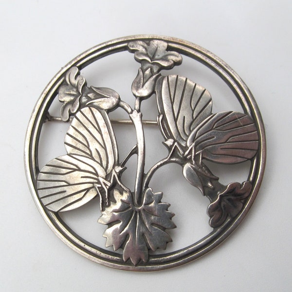 Georg Jensen Moonlight Blossom Danish Sterling Silver Butterfly Brooch 283 Denmark Art Deco Circa 1940