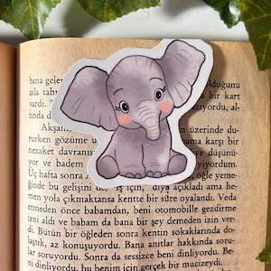 Elephant Magnetic Bookmark - Handmade Magnetic Bookmark, Waterproof Magnetic Bookmark, Gift for Book Lovers, Magnetic Page Marker