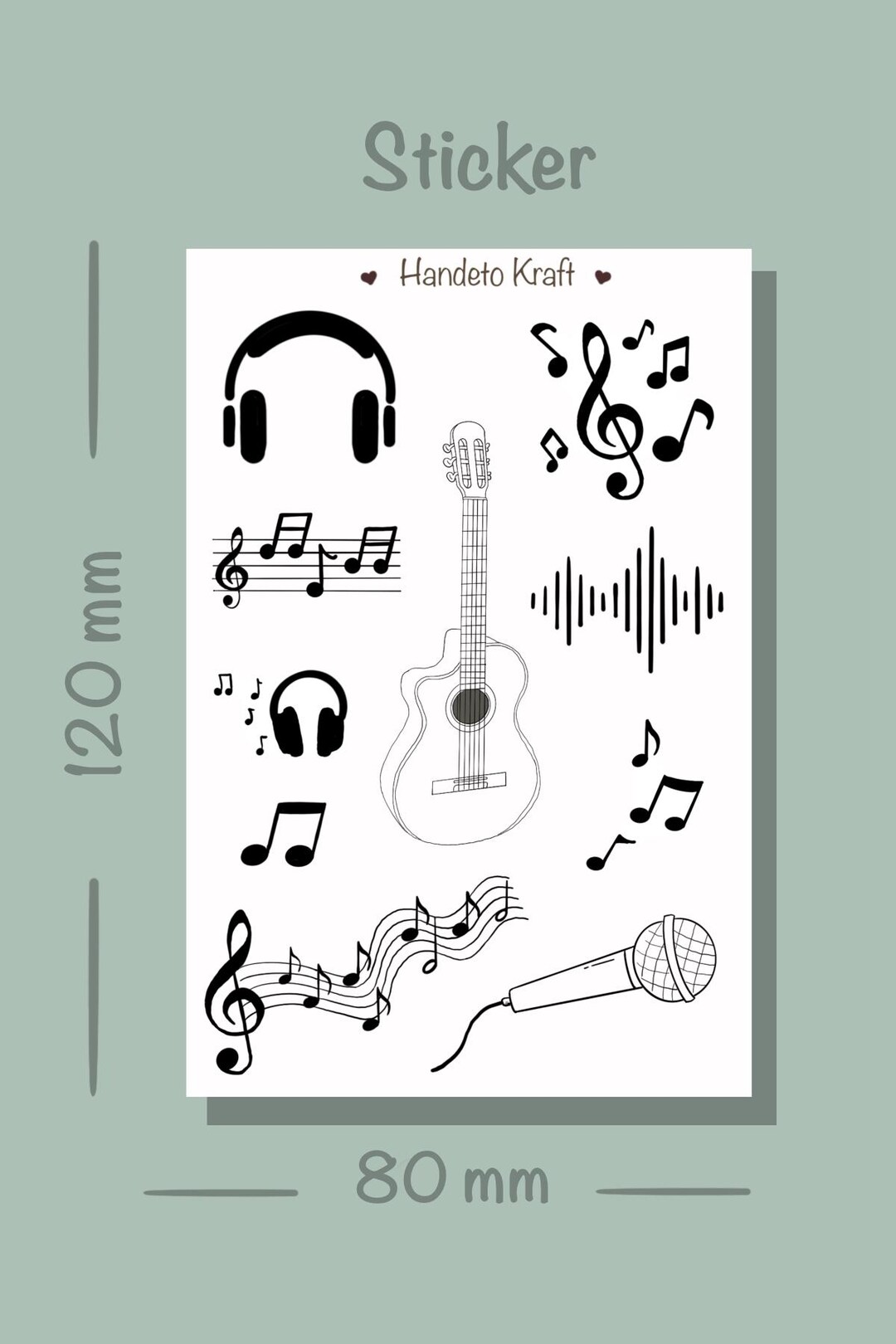Draw Sticker Music Note Musical Note Sticker: Glossy Planner, Scrapbook, and Bujo - Etsy