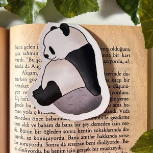 Panda Magnetic Bookmark - Handmade Magnetic Bookmark, Waterproof Magnetic Bookmark, Gift for Book Lovers, Magnetic Page Marker