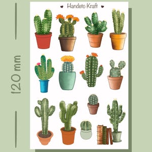 Cactussticker – Bullet Journal-stickers, stickers bloemenplanner, plakboekstickers, schattige stickers, BuJo-sticker, sticker ongewenste dagboeken