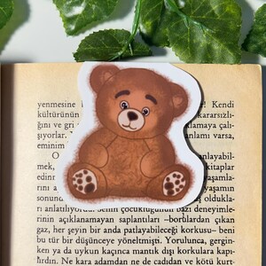Teddy Bear Magnetic Bookmark - Glossy Laminated Bookmarker, Book Worm Gift, Waterproof Bookmark, Gift for Book Lovers, Handmade Page Marker