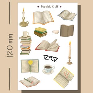 Book Sticker – Vintage Sticker, Bullet Journal Sticker, Planner Sticker, Scrapbook Sticker, Cute Sticker, BuJo Sticker, Book Lover Gift