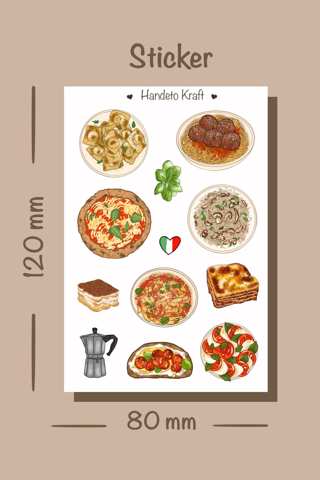 Italian Food Sticker Sheet – Handeto Kraft Planner Stickers - Etsy