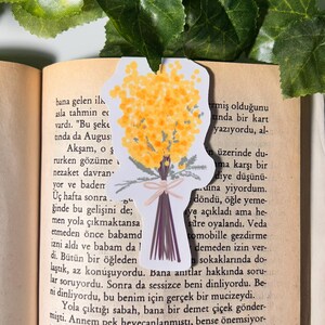 Mimosa Flower Themed Magnetic Bookmark, Summer Themed, Book Worm Handmade, Waterproof, Glossy, Gift for Book Lovers, Students, Page Marker