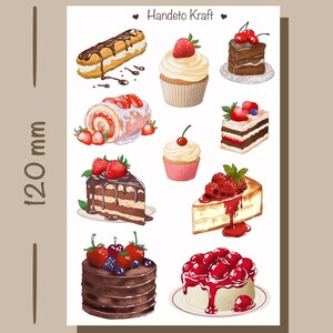 Dessert-Aufkleber, Bullet Journal, Collage, Käsekuchen, Schokoladenkuchen, Cupcake, Lebensmittel, Dessert, Bujo