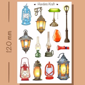 Lamp Sticker – Vintage Stickers -Bullet Journal Stickers, Planner Stickers, Scrapbook Stickers, Light Stickers, BuJo Stickers, Fall Sticker