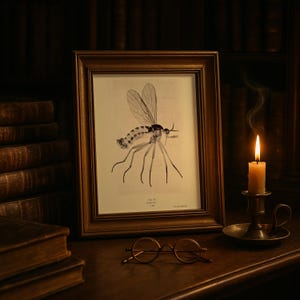 Rhyngia Hoverfly (1909) - Entomology Microphotograph, Edwardian Illustration, Vintage Insect Science Wall Art for Natural History
