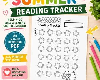 Summer Reading Chart Printable for Kids | Reading Tracker Chart | Reading Log PDF | Summer Coloring and Reading Activity