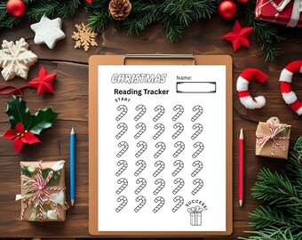 Registro di lettura natalizio stampabile in bianco e nero – Schema di bastoncini di zucchero da colorare per bambini