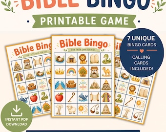 Gioco del Bingo biblico per bambini / Gioco stampabile sull'Antico Testamento, attività per la scuola domenicale, gioco biblico per l'istruzione domiciliare
