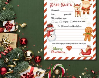 Carta a Papá Noel para imprimir / Carta a Papá Noel fácil de imprimir / Descarga instantánea en PDF