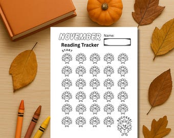 Tracker di lettura di novembre per bambini / Tabella di lettura mensile stampabile in PDF