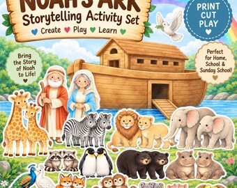 Noah’s Ark Printable Bible Activity | Build a Bible Story for Kids | Sunday School & Homeschool Activity