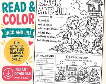 Jack and Jill Coloring Page | Nursery Rhyme Activity for Preschool | Sequencing Worksheet
