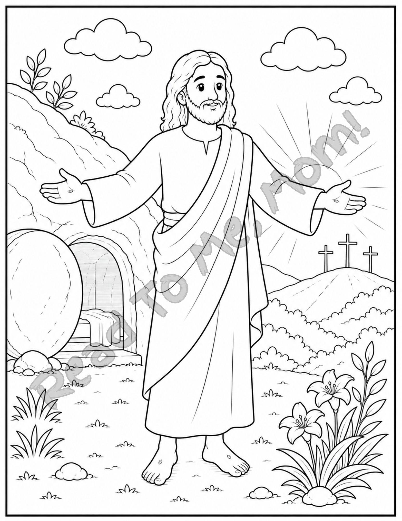 Resurrection of Jesus Coloring Page | Easter Bible Printable for Kids ...